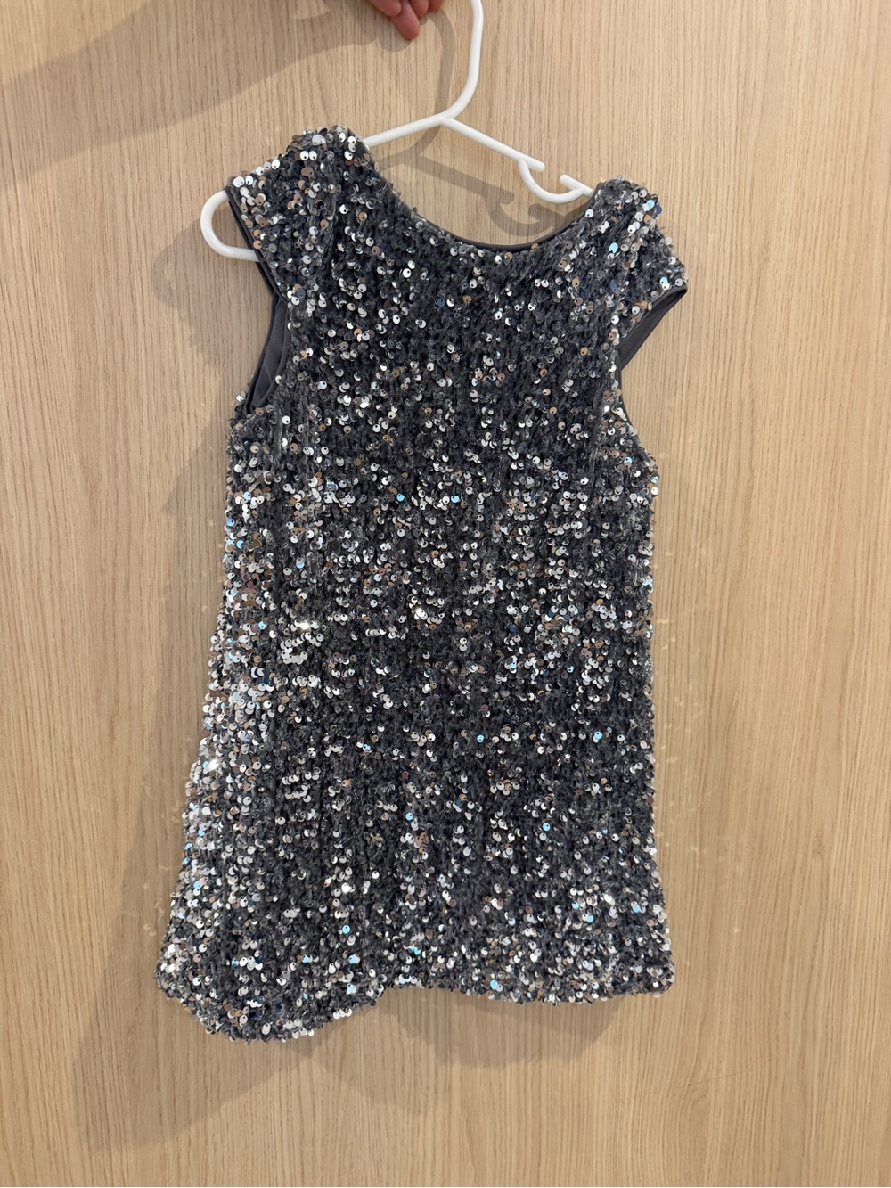 Mango Kids Sequin Party Dress – Gray/Silver – Size 5–6